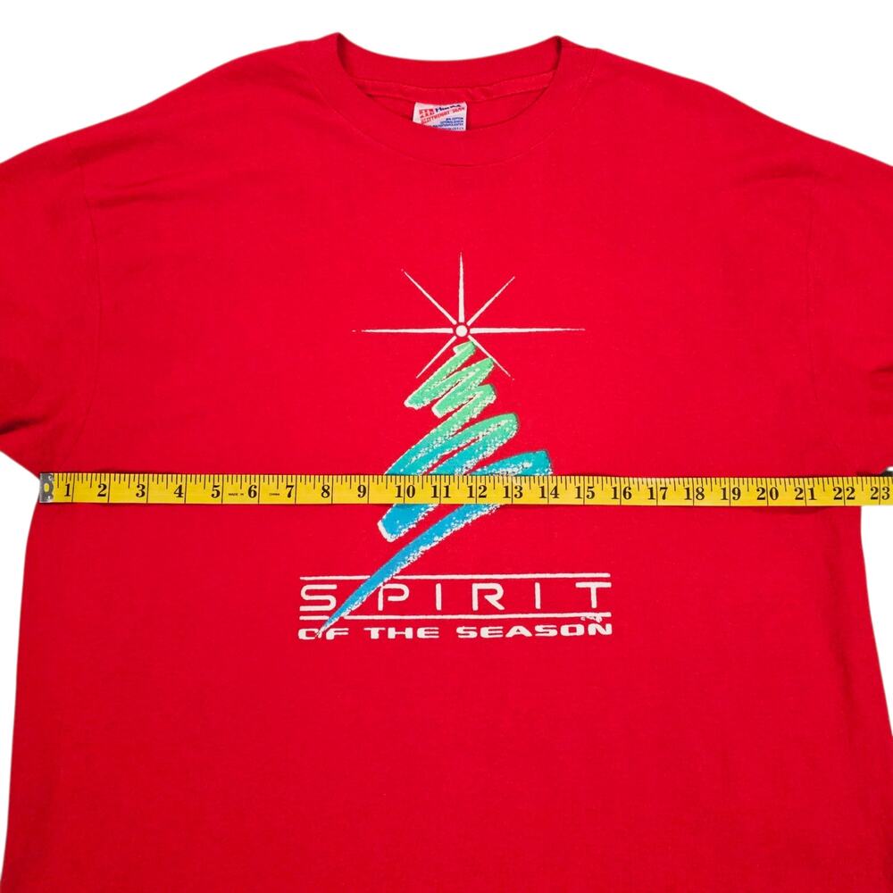 Vintage Christmas Shirt Shirt Womens XL Red 90s Christmas Tree Single Stitch - Picture 10 of 11